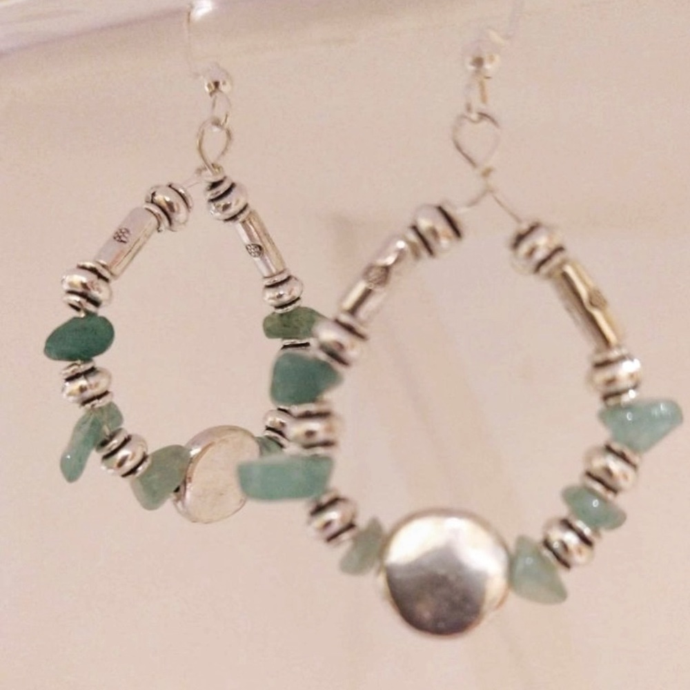 🗽/NWT Handcrafted Aventurine Gemstone Inspired  Ethnic Earring (5gr each)